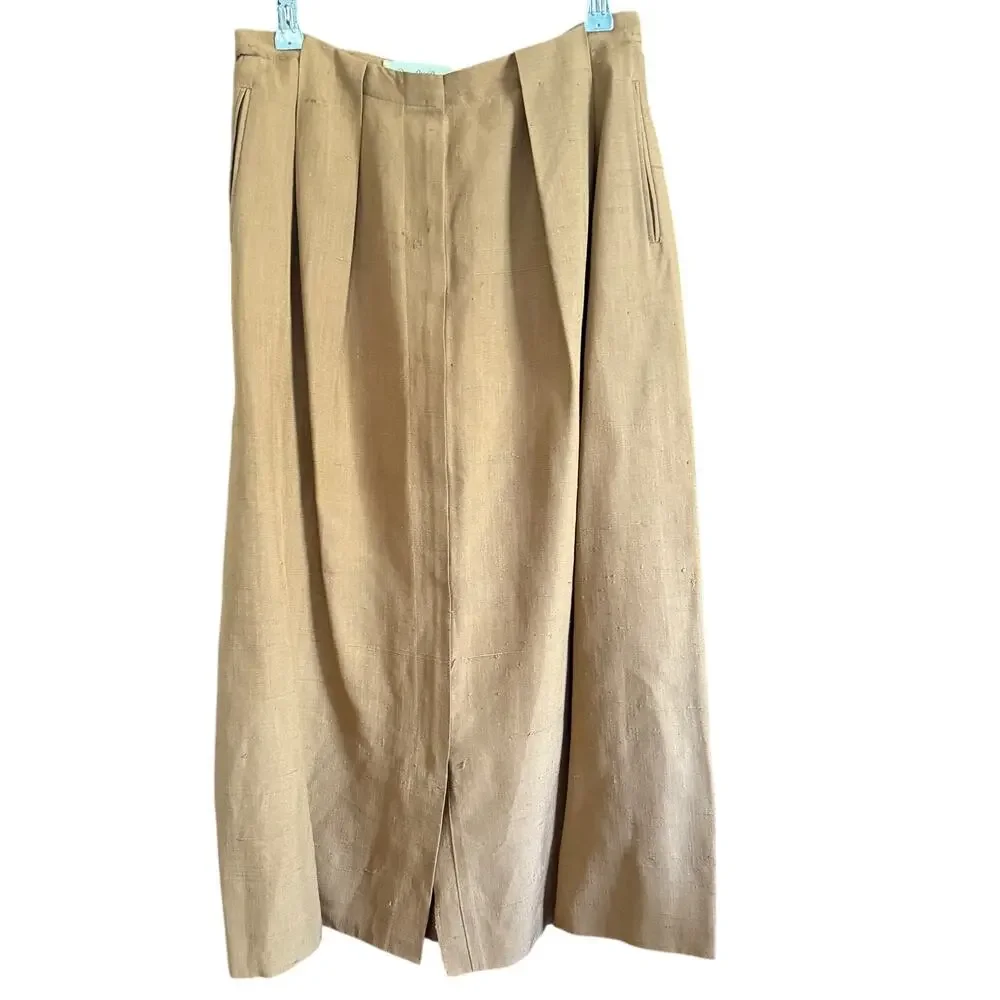 1950s Vintage NEIMAN MARCUS | Dupioni Silk Light Brown Tulip Skirt | Size 2